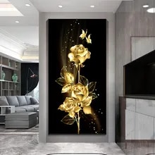 BX012-1pc-Light-Luxury-Gold-Rose-and-Butterfly-Canvas-Painting-Living-Room-Bedroom-Poster-an(1)