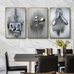 S138-3pcs-Modern-Luxury-Abstract-Silver-Metal-Man-Lovers-Embrace-Statues-Wal(3)